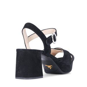 Prada Black Suede Platform Sandal, 65mm. Size 38 (7.5)